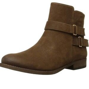 Franco Sarto Harwick Brown Leather Ankle Bootie Boots Buckle Strap Size 7.5M